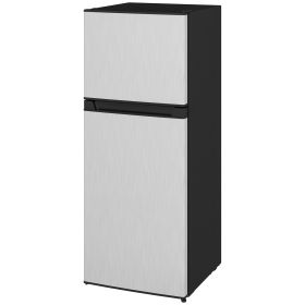 Small Fridge with Freezer, 4 Cu Ft Refrigerator with Reversible Doors, Silver