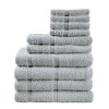 10-Piece Grey Cotton Towel Set – Soft, Absorbent & Durable with Popcorn Border, Bath, Hand & Washcloth Towels