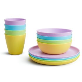 12-Piece Toddler Dining Set – BPA-Free Plates, Bowls & Cups, Multi-Color, Stackable & Durable