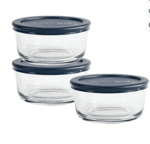 Anchor Hocking Glass Food Storage Containers with Lids, 2 Cup Round, Set of 3