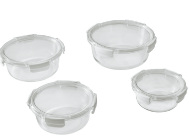 Better Homes & Gardens Round Glass Food Storage Container with Tritan Lid. Set of 4, 8 Pieces