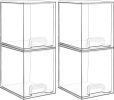 7.6" H Clear Stackable Storage Drawers, 4 Pack Plastic Organizers Bins for Skincare, Cosmetics,Beauty Supplies,Ideal for Vanity, Bathroom