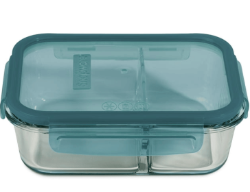 Snapware Meal Box 4-Cup Divided Glass Storage Container with Lid