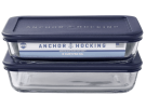 Anchor Hocking Glass Food Storage Containers with Lids, 3 Cup Rectangular, Set of 2