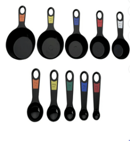 Farberware Professional 10 Piece Plastic Nesting Measuring Cup and Spoon Set, Black