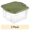 (2 pack) 40 Quart EZ Carry, Plastic Storage Bin, Full-Grip Handles, Green