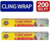 Easy-Cut Cling Wrap, Pack Of 2, Total 200 Square Feet, 12 Inch Width, for Restaurant Use, Perfect for Food Preservation & Kitchen Organization