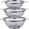 3 Pack 18/8 Stainless Steel Colander Sieves(5-Quart, 4-Quart and 3-Quart), Mesh Strainer