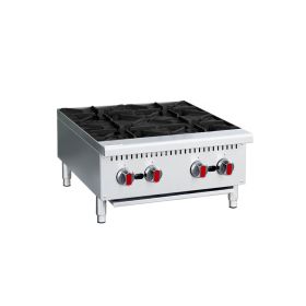 Commercial Gas Stove 4-Burner - 100,000 BTU Countertop Cooking Stove Range, Heavy-Duty Hot Plate, Stainless Steel Cooking Equipment for Restaurant