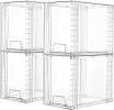 4 Pack Clear Stackable Storage Drawers,9.7" High Plastic Organizers Bins for Skincare, Bathroom Supplies,Ideal for Cabinet,Undersink,Vanity,Kitchen