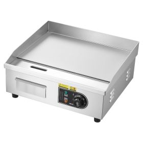 Commercial Electric Griddle, 17.72 x 11.81 inch, 1750W, 122-570°F Adjustable Temp Control, Stainless Steel Countertop Flat Top Grill with 2 Spatulas