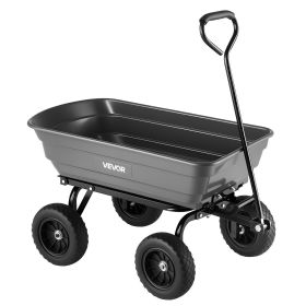 Garden Dump Cart, 600 lbs Poly Dump Cart, Garden Carts Dumps Wagon with 90° Quick-Dumps Mechanism, 180° Swivel Wheels, 270° Flexible Rotating Bearings