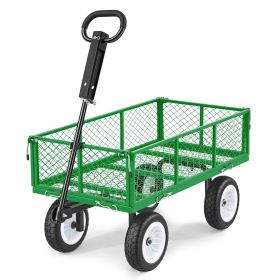 Garden Cart, 900 LBS, Heavy Duty Steel Yard and Garden Utility Wagon with 10-Inch Tires, Outdoor Gardening Stool with Adjustable Handle