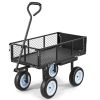 Garden Cart with Seat, 500 LBS, Rolling Steel Garden Work Seat with Wheels, Heavy Duty Gardening Stool, with Tool Tray & Adjustable Handle