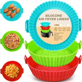 3 Pack Air Fryer Silicone Liners 8inch Air Fryer Silicone Pot Reusable Food Grade Silicone Airfryer Liners Baking Basket Accessories Replacement of Fl