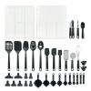 36 Piece Kitchen Gadget Set with Kitchen Cooking Utensils, and Drawer Organizer, Black