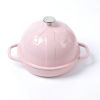 HAWOK Cast Iron Bread Cloche, Dia. 7.8inch/20cm, Sourdough Baking Pan Enameled Pink
