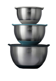 Thyme & Table 6-Piece Nesting Mixing Bowl Set with Easy Grip Transparent Lids - Blue