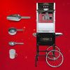 Commercial Popcorn Machine with Cart and 20-Ounce Kettle,Vintage-Style Popper on Wheels with Tempered Glass, Warming Deck
