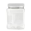 Pride Of India | Clear Food Grade PET Plastic Square Grip Storage Jar w/Cap 6 Jar Pack - 32 FL OZ (3-4 Cup Storage Capacity) | Airtight Seal & Easy Ha