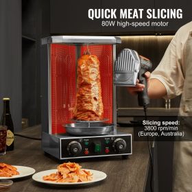 Electric Shawarma Knife, 80W Professional Turkish Kebab Knife, Commercial Stainless Steel Gyro Cutter, Doner Kebab Meat Slicer with 2 Blades