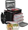 Meal Prep Lunch Box 3 piece set Insulated Lunch Box For Women Men 3 Bento Style Containers Inside Large Black Lunch Bag BPA Free Microwave Dishwasher