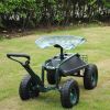 Heavy Duty Garden Cart with Tool Tray and 360 Swivel Seat