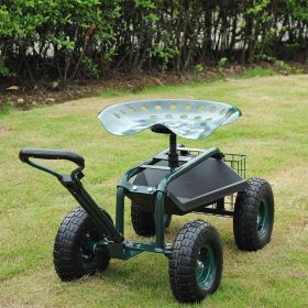 Heavy Duty Garden Cart with Tool Tray and 360 Swivel Seat