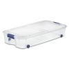 66 Quart Clear Underbed Storage Container with Latch Lid and Wheels, Blue