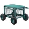 Rolling Garden Cart with Seat, Metal Rolling Garden Work Seat with Wheels, Supports up to 400 LBS, Heavy Duty Gardening Cart Scooter