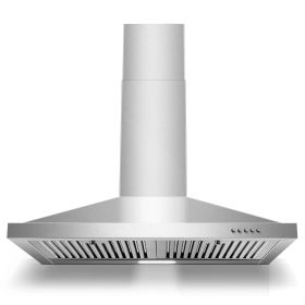 Range Hood 30 inch, Wall Mount Range Hood Ducted/Ductless, Kitchen Hood in Stainless Steel, Vent Hood with Baffle Filters, 3 Speed Fan