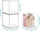 7.6" H Clear Stackable Storage Drawers, 2 Pack Plastic Organizers Bins for Skincare, Cosmetics,Beauty Supplies,Ideal for Vanity, Bathroom