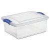 (4 pack) , 15 Quart Clear Storage Bin, Latch Box Storage Container, with Clear Lid, Blue