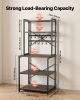 Kitchen Bakers Rack, 23.6 inch Width Bakers Rack, Kitchen Stand with X-Shaped Support Bar, 12 S-Shaped Hooks, Double-Layer Top Shelf