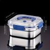Yakimoto 2-Pack Extra-Large Stainless Steel Food Storage Containers With Blue Lids - Deep Design, Airtight Seal, Perfect For Refrigerator Organization