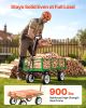Garden Cart, 900 LBS, Heavy Duty Steel Yard and Garden Utility Wagon with 10-Inch Tires, Outdoor Gardening Stool with Adjustable Handle