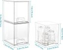 7.6" H Clear Stackable Storage Drawers, 4 Pack Plastic Organizers Bins for Skincare, Cosmetics,Beauty Supplies,Ideal for Vanity, Bathroom