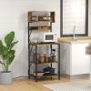 Baker's Rack with Power Outlet, USB Charging, Microwave Stand, Coffee Bar & Adjustable Shelves