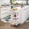 HOMCOM Rolling Kitchen Cart Kitchen Trolley, Mobile Prep Station with Drawer, Shelves, Basket, White