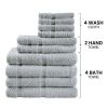10-Piece Grey Cotton Towel Set – Soft, Absorbent & Durable with Popcorn Border, Bath, Hand & Washcloth Towels