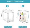 4 Pack Clear Stackable Storage Drawers,9.7" High Plastic Organizers Bins for Skincare, Bathroom Supplies,Ideal for Cabinet,Undersink,Vanity,Kitchen