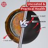WANGYUANJI 14.2" Carbon Steel Wok, Wok Pan with Glass Lid, Woks & Stir-Fry Pans No Chemical Coated Wok for Induction, Electric, Gas