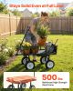 Garden Cart with Seat, 500 LBS, Rolling Steel Garden Work Seat with Wheels, Heavy Duty Gardening Stool, with Tool Tray & Adjustable Handle