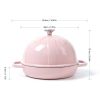 HAWOK Cast Iron Bread Cloche, Dia. 7.8inch/20cm, Sourdough Baking Pan Enameled Pink