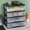 4 Drawer Clear Stacking Desktop Organizer for Office Supplies,Stackable Storage Drawers Plastic Storage Bins For Kitchen Cabinets, Pantry