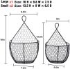 Set of 3,Wall-Mounted Hanging Metal Fruit Vegetable Baskets Hanging Produce Bins for Flowers, Decorations,Veggies,Decorations and More, Black