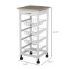 HOMCOM 32.25" Wooden Rolling Kitchen Storage Cart, White, Microwave Cart on 360 Swivel Wheels