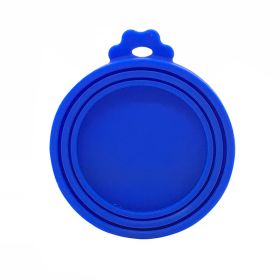 st1pc 3 In 1 Reusable Food Storage Keep Fresh Tin Cover Cans Cap Pet Can Box Cover Silicone Can Lid Hot Kitchen Supply Mould Proof Hot (Color: Deep Blue)