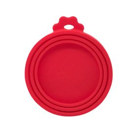 st1pc 3 In 1 Reusable Food Storage Keep Fresh Tin Cover Cans Cap Pet Can Box Cover Silicone Can Lid Hot Kitchen Supply Mould Proof Hot (Color: Red)