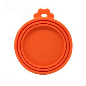st1pc 3 In 1 Reusable Food Storage Keep Fresh Tin Cover Cans Cap Pet Can Box Cover Silicone Can Lid Hot Kitchen Supply Mould Proof Hot (Color: Orange)